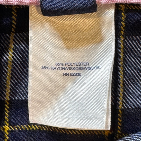 Lands' End Sz 4 Navy Yellow Plaid Pleated Skater Skirt Side Zipper - Picture 4 of 10